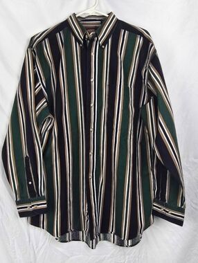Authentic GFC Vintage Striped Cowboy Rodeo Classic Long Sleeve Shirt sz L